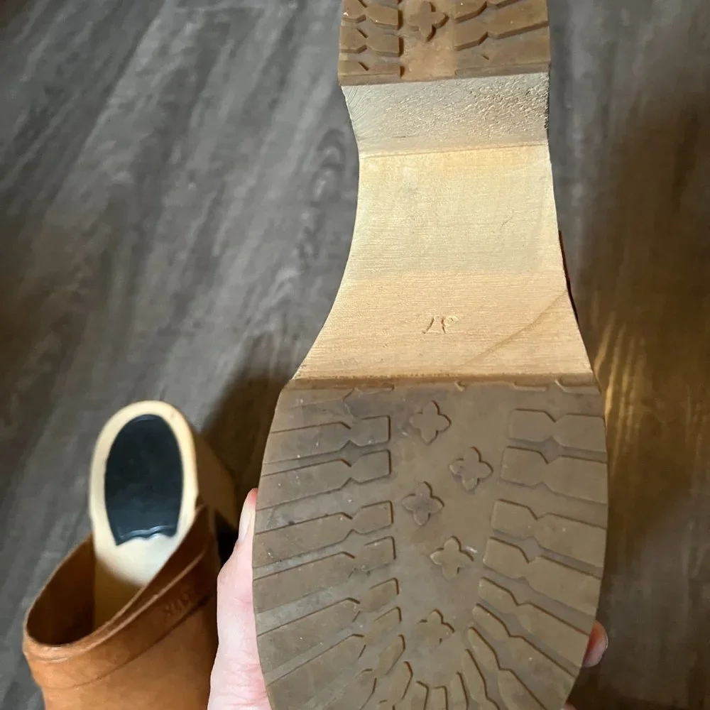 Swedish Hasbeens Louise Leather Clogs 100% Leather - Picture 9 of 10